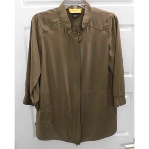 St John Light Brown Silk Zip Jacket sz 4‎